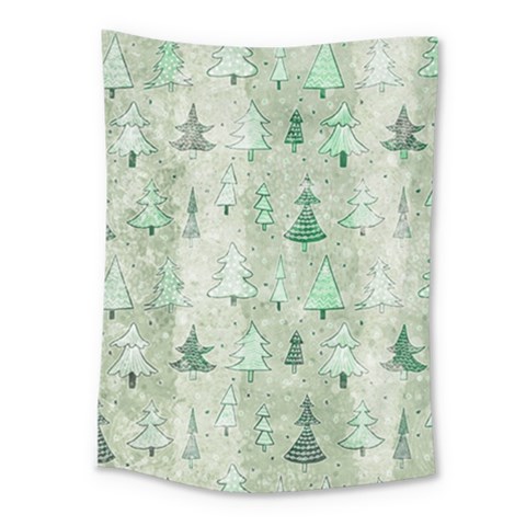 Green Christmas Trees, Cute, Doodle Medium Tapestry from ArtsNow.com