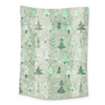 Green Christmas Trees, Cute, Doodle Medium Tapestry