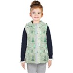 Green Christmas Trees, Cute, Doodle Kids  Hooded Puffer Vest