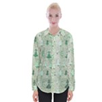 Green Christmas Trees, Cute, Doodle Womens Long Sleeve Shirt