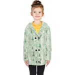 Green Christmas Trees, Cute, Doodle Kids  Double Breasted Button Coat