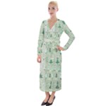 Green Christmas Trees, Cute, Doodle Velvet Maxi Wrap Dress