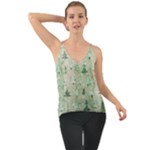 Green Christmas Trees, Cute, Doodle Chiffon Cami