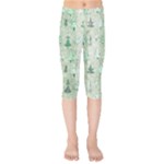 Green Christmas Trees, Cute, Doodle Kids  Capri Leggings 