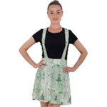 Green Christmas Trees, Cute, Doodle Velvet Suspender Skater Skirt