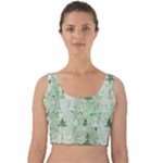 Green Christmas Trees, Cute, Doodle Velvet Crop Top