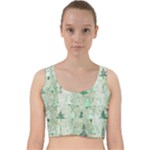 Green Christmas Trees, Cute, Doodle Velvet Racer Back Crop Top