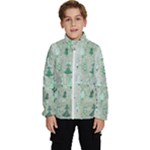 Green Christmas Trees, Cute, Doodle Kids  High Neck Windbreaker