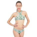 Green Christmas Trees, Cute, Doodle High Neck Bikini Set