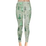 Green Christmas Trees, Cute, Doodle Inside Out Leggings