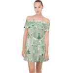 Green Christmas Trees, Cute, Doodle Off Shoulder Chiffon Dress