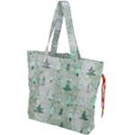 Green Christmas Trees, Cute, Doodle Drawstring Tote Bag