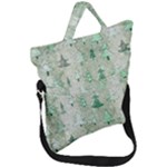 Green Christmas Trees, Cute, Doodle Fold Over Handle Tote Bag