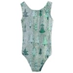 Green Christmas Trees, Cute, Doodle Kids  Cut-Out Back One Piece Swimsuit