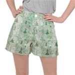 Green Christmas Trees, Cute, Doodle Women s Ripstop Shorts