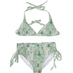 Green Christmas Trees, Cute, Doodle Kids  Classic Bikini Set