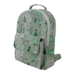 Green Christmas Trees, Cute, Doodle Flap Pocket Backpack (Large)