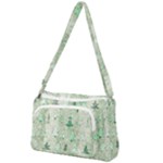 Green Christmas Trees, Cute, Doodle Front Pocket Crossbody Bag