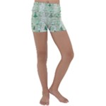 Green Christmas Trees, Cute, Doodle Kids  Lightweight Velour Yoga Shorts