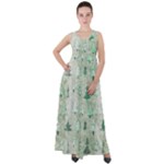 Green Christmas Trees, Cute, Doodle Empire Waist Velour Maxi Dress