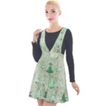 Green Christmas Trees, Cute, Doodle Plunge Pinafore Velour Dress