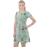 Green Christmas Trees, Cute, Doodle Cap Sleeve Velour Dress 