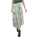 Green Christmas Trees, Cute, Doodle Velour Split Maxi Skirt