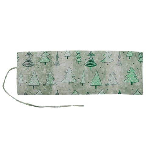 Green Christmas Trees, Cute, Doodle Roll Up Canvas Pencil Holder (M) from ArtsNow.com