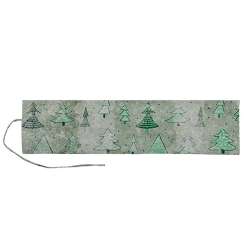 Green Christmas Trees, Cute, Doodle Roll Up Canvas Pencil Holder (L) from ArtsNow.com