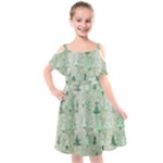 Green Christmas Trees, Cute, Doodle Kids  Cut Out Shoulders Chiffon Dress