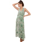 Green Christmas Trees, Cute, Doodle V-Neck Chiffon Maxi Dress