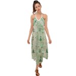 Green Christmas Trees, Cute, Doodle Halter Tie Back Dress 