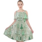 Green Christmas Trees, Cute, Doodle Cut Out Shoulders Dress