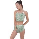 Green Christmas Trees, Cute, Doodle Summer Cropped Co-Ord Set