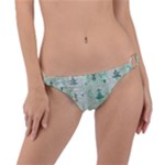 Green Christmas Trees, Cute, Doodle Ring Detail Bikini Bottoms