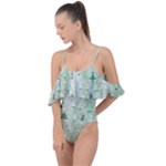 Green Christmas Trees, Cute, Doodle Drape Piece Swimsuit