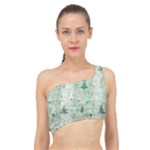 Green Christmas Trees, Cute, Doodle Spliced Up Bikini Top 