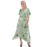 Green Christmas Trees, Cute, Doodle Cross Front Sharkbite Hem Maxi Dress