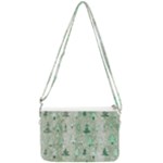 Green Christmas Trees, Cute, Doodle Double Gusset Crossbody Bag