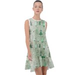 Green Christmas Trees, Cute, Doodle Frill Swing Dress