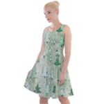 Green Christmas Trees, Cute, Doodle Knee Length Skater Dress