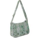 Green Christmas Trees, Cute, Doodle Zip Up Shoulder Bag