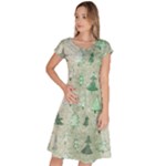 Green Christmas Trees, Cute, Doodle Classic Short Sleeve Dress