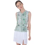 Green Christmas Trees, Cute, Doodle Women s Sleeveless Sports Top