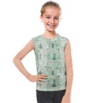 Green Christmas Trees, Cute, Doodle Kids  Mesh Tank Top