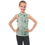 Green Christmas Trees, Cute, Doodle Kids  Sleeveless Polo T-Shirt