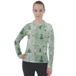 Green Christmas Trees, Cute, Doodle Women s Pique Long Sleeve T-Shirt