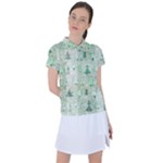 Green Christmas Trees, Cute, Doodle Women s Polo T-Shirt