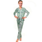 Green Christmas Trees, Cute, Doodle Kids  Satin Long Sleeve Pajamas Set