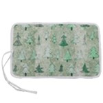 Green Christmas Trees, Cute, Doodle Pen Storage Case (S)